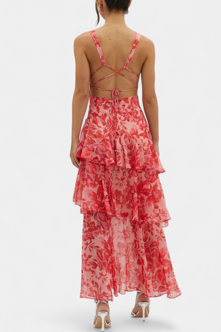 Chiffon Kleed "Nina" – Diepe V-Hals