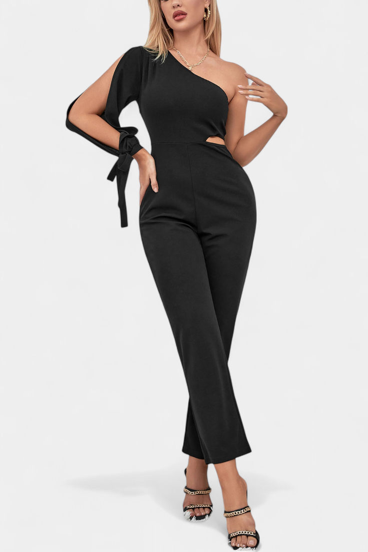 Asymmetrische Jumpsuit "Senta" – Cut-Out & Strikmouw