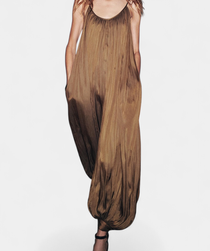 Plissé Jumpsuit "Lea" – Bruin