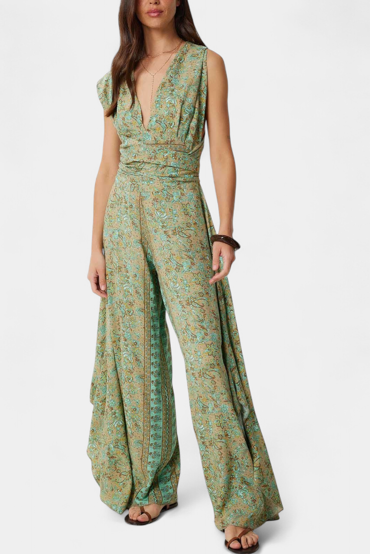 Jumpsuit "Rosemarie" – Groene Bloemenprint