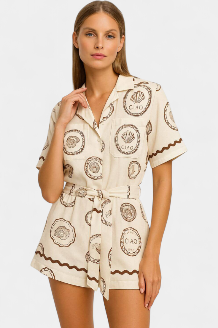 T-shirt Jumpsuit "Seashell" – Schelpdetail