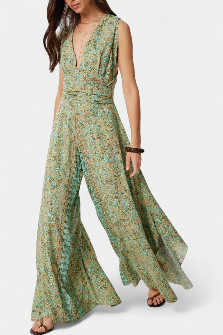 Jumpsuit "Rosemarie" – Groene Bloemenprint