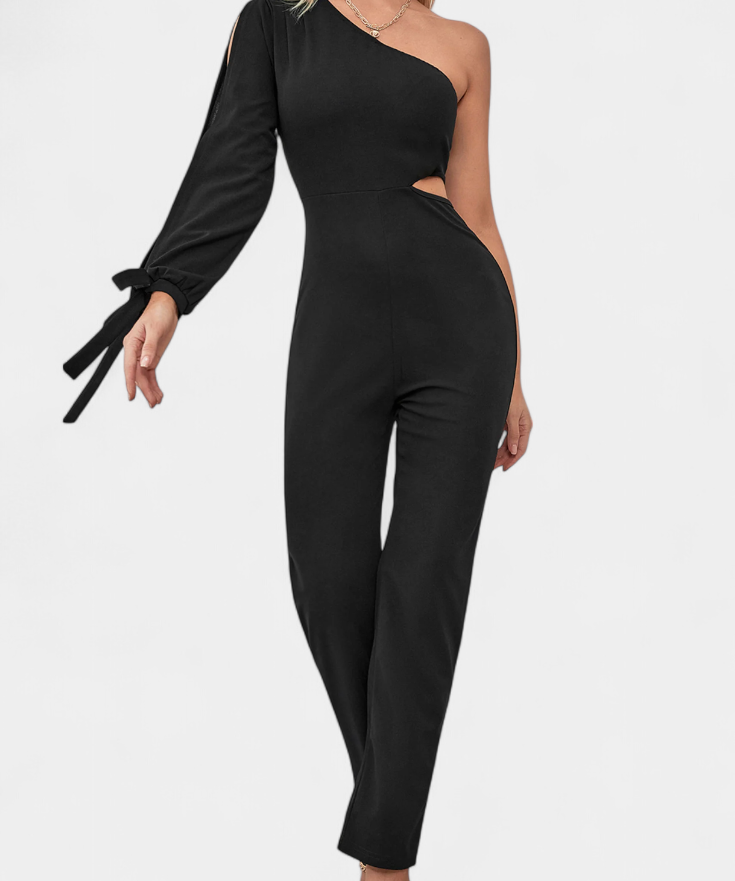 Asymmetrische Jumpsuit "Senta" – Cut-Out & Strikmouw