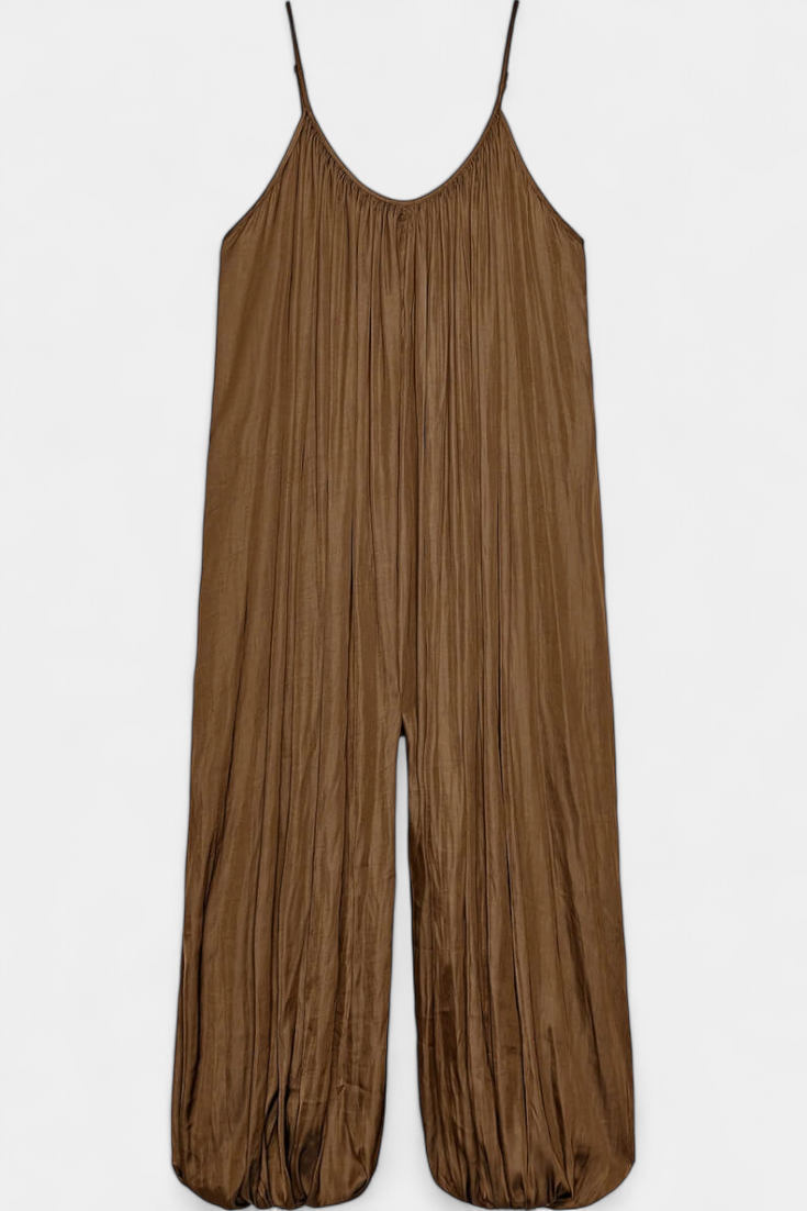 Plissé Jumpsuit "Lea" – Bruin