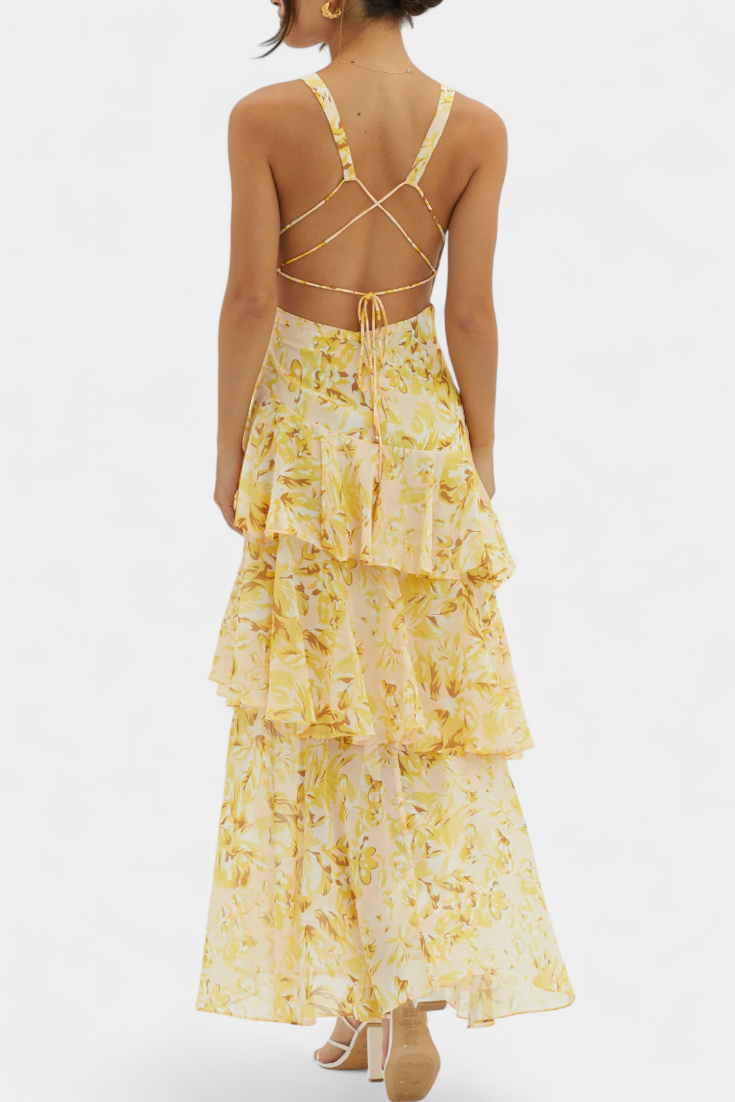 Chiffon Kleed "Nina" – Diepe V-Hals