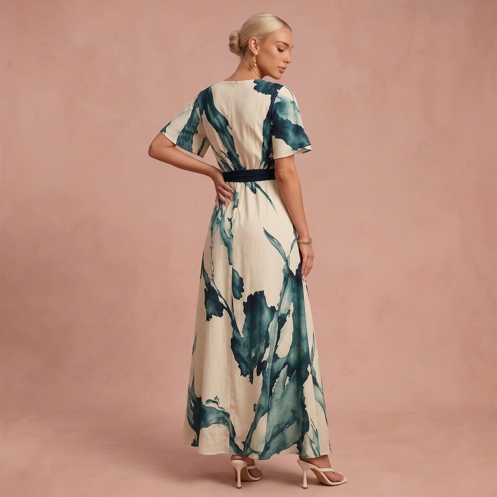 Robe longue "Liesl" – Imprimé aquarelle