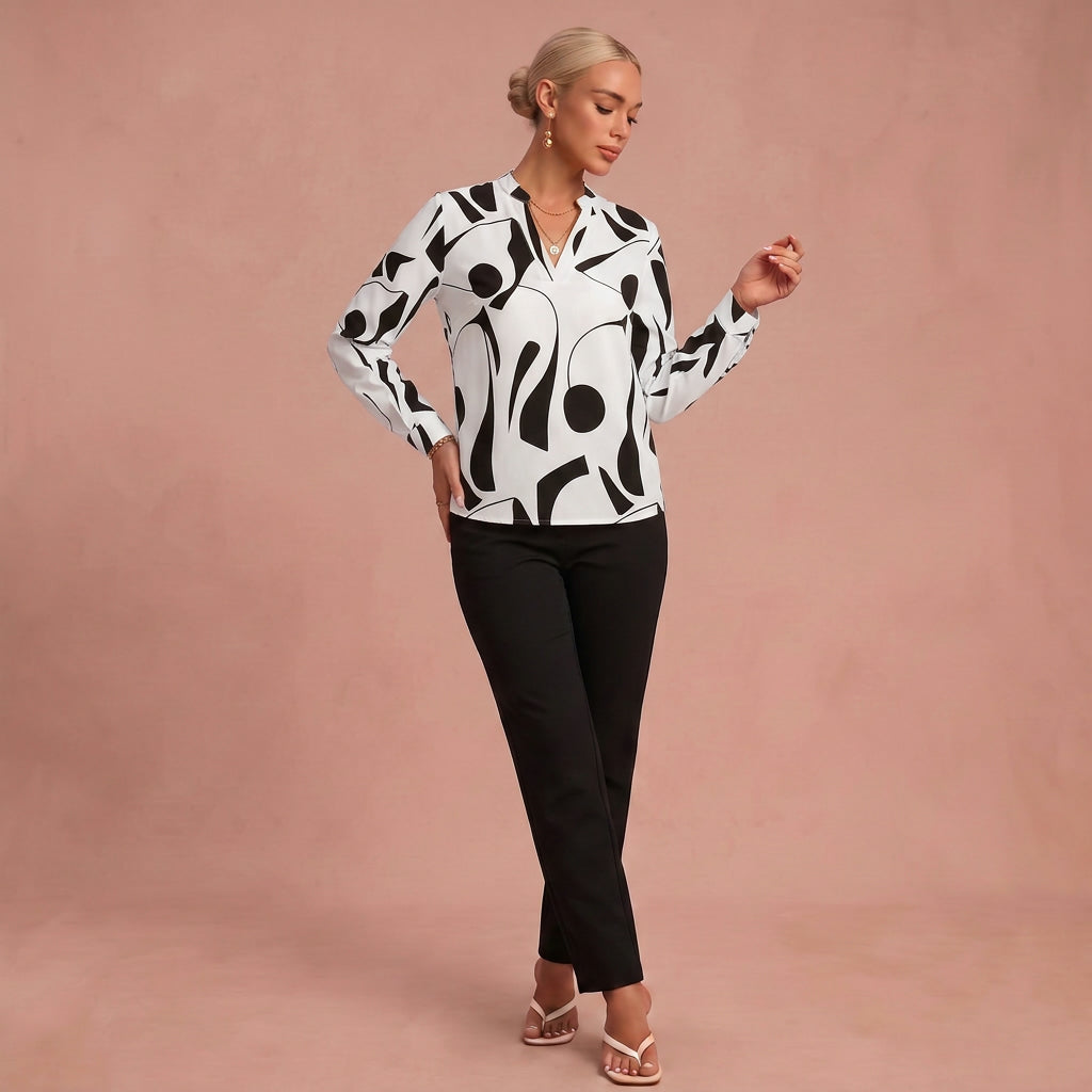 Blouse "Marie" – V-Hals & Lange Mouwen