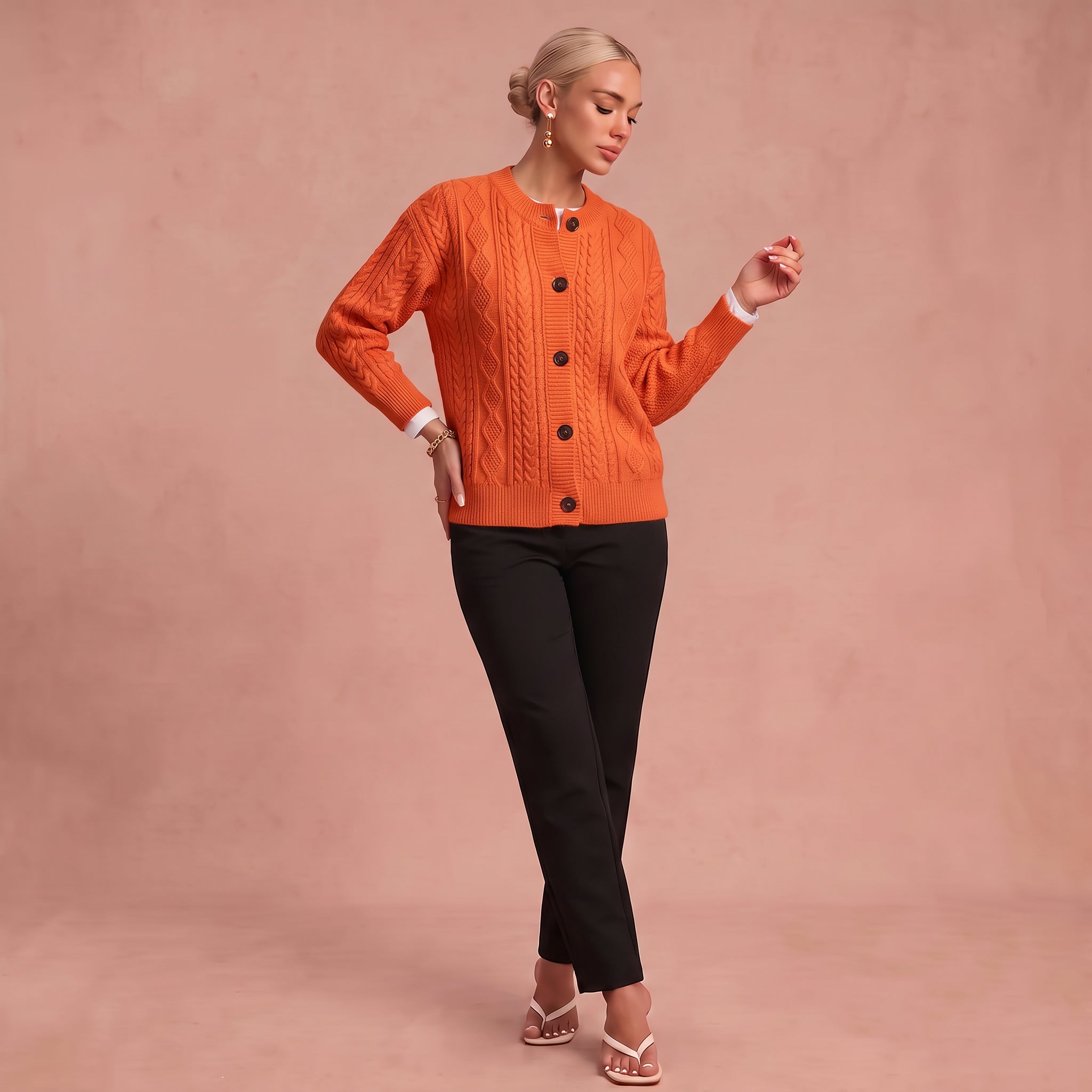 Gilet en Maille "Senta" – Motif Torsadé