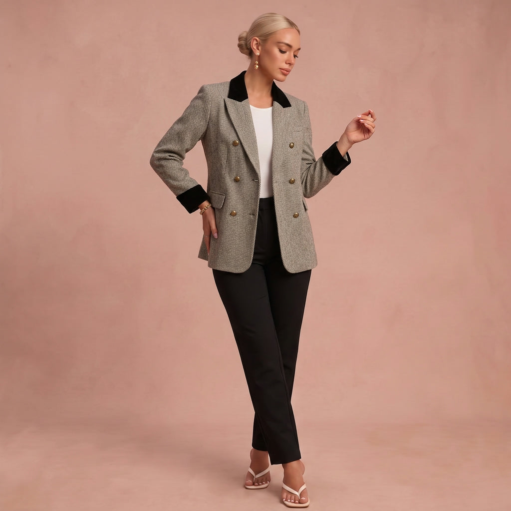 Manteau à double zip – Col contrastant