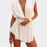 Korte Jumpsuit "Merle" – Wit met V-hals