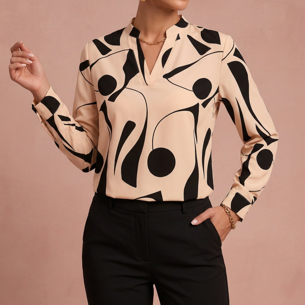 Blouse "Marie" – V-Hals & Lange Mouwen