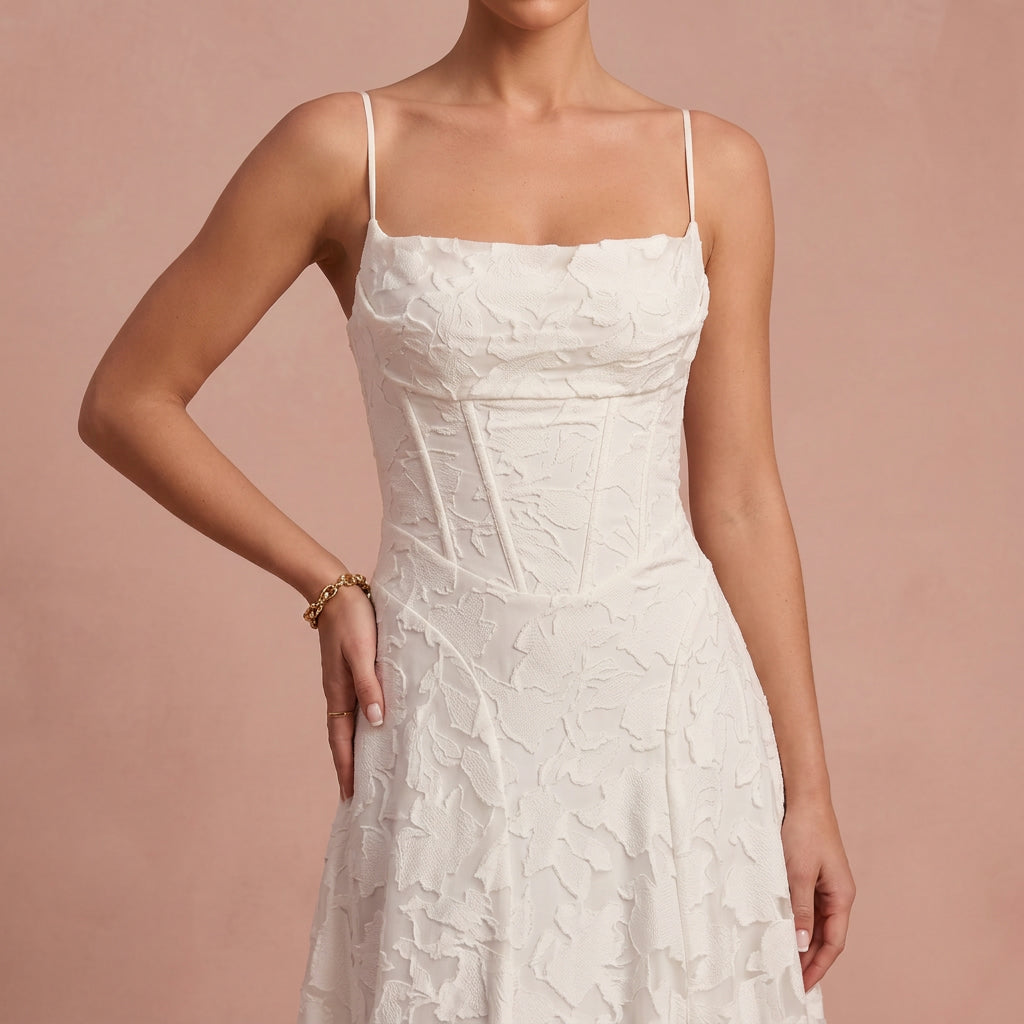 Robe longue "Cornelia" – Corset & dentelle