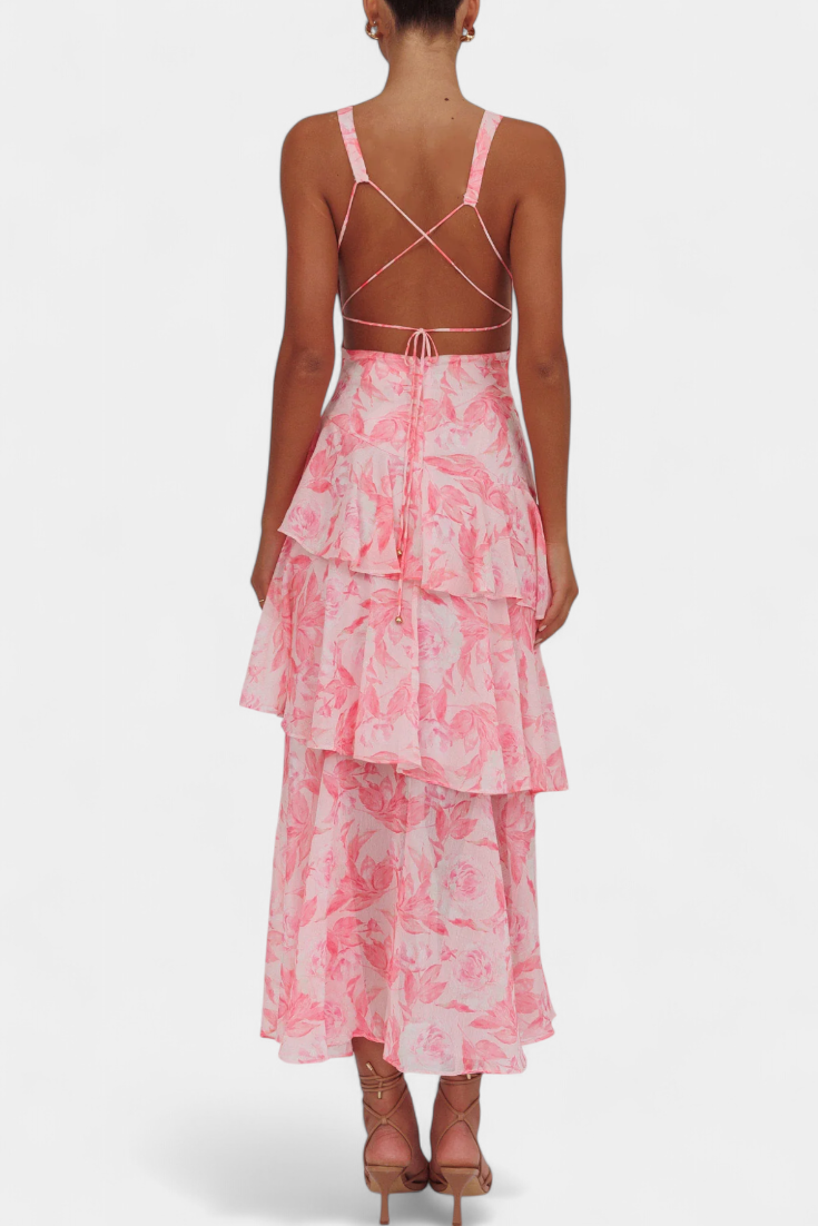 Chiffon Kleed "Nina" – Diepe V-Hals