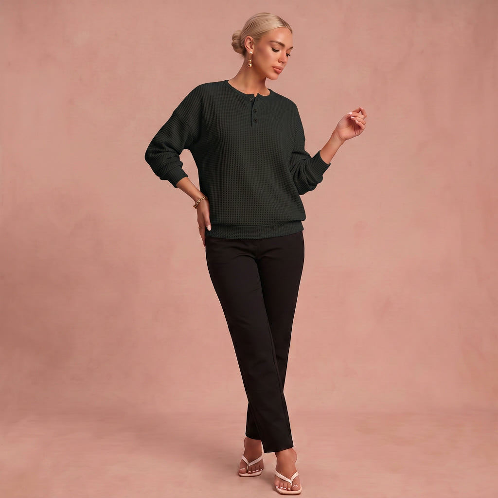 Pull "Annemarie" – Maille Gaufrée à Boutons