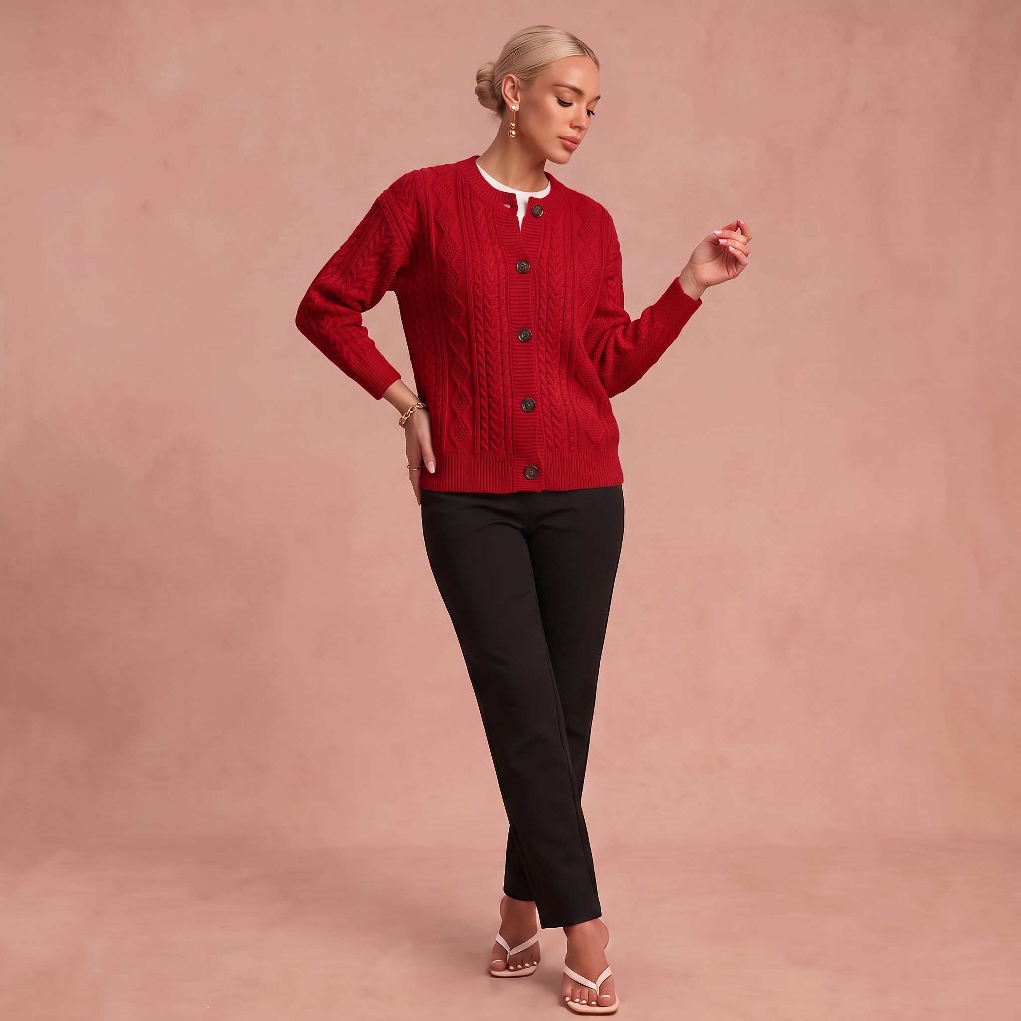 Gilet en Maille "Senta" – Motif Torsadé