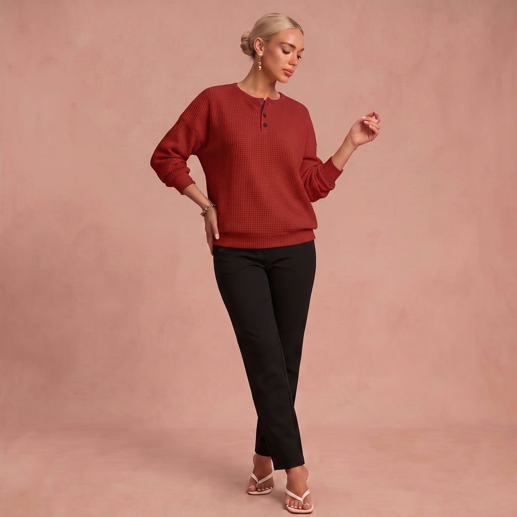 Pull "Annemarie" – Maille Gaufrée à Boutons