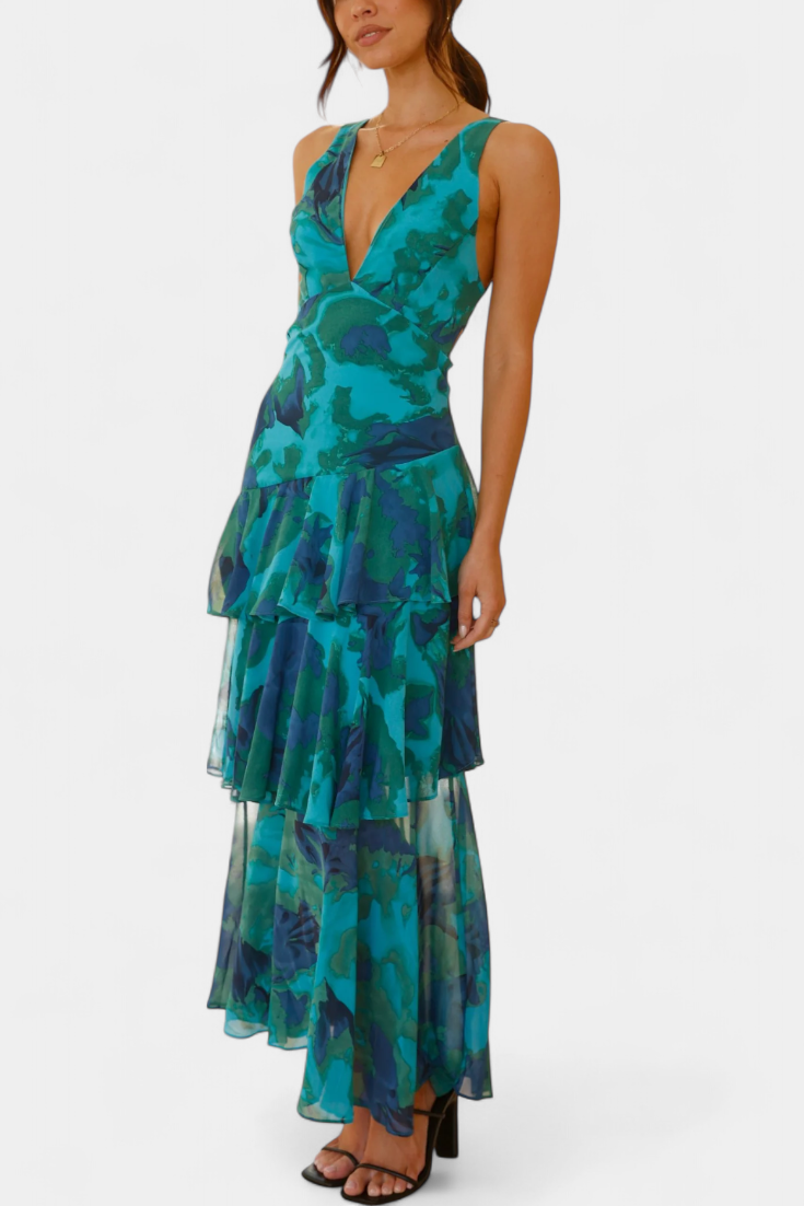 Chiffon Kleed "Nina" – Diepe V-Hals