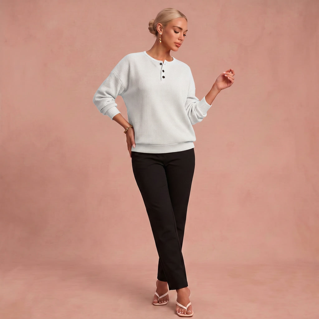 Pull "Annemarie" – Maille Gaufrée à Boutons