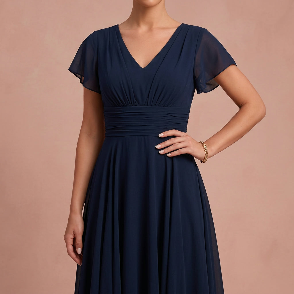 Robe midi "Helena" – Bleu marine habillée
