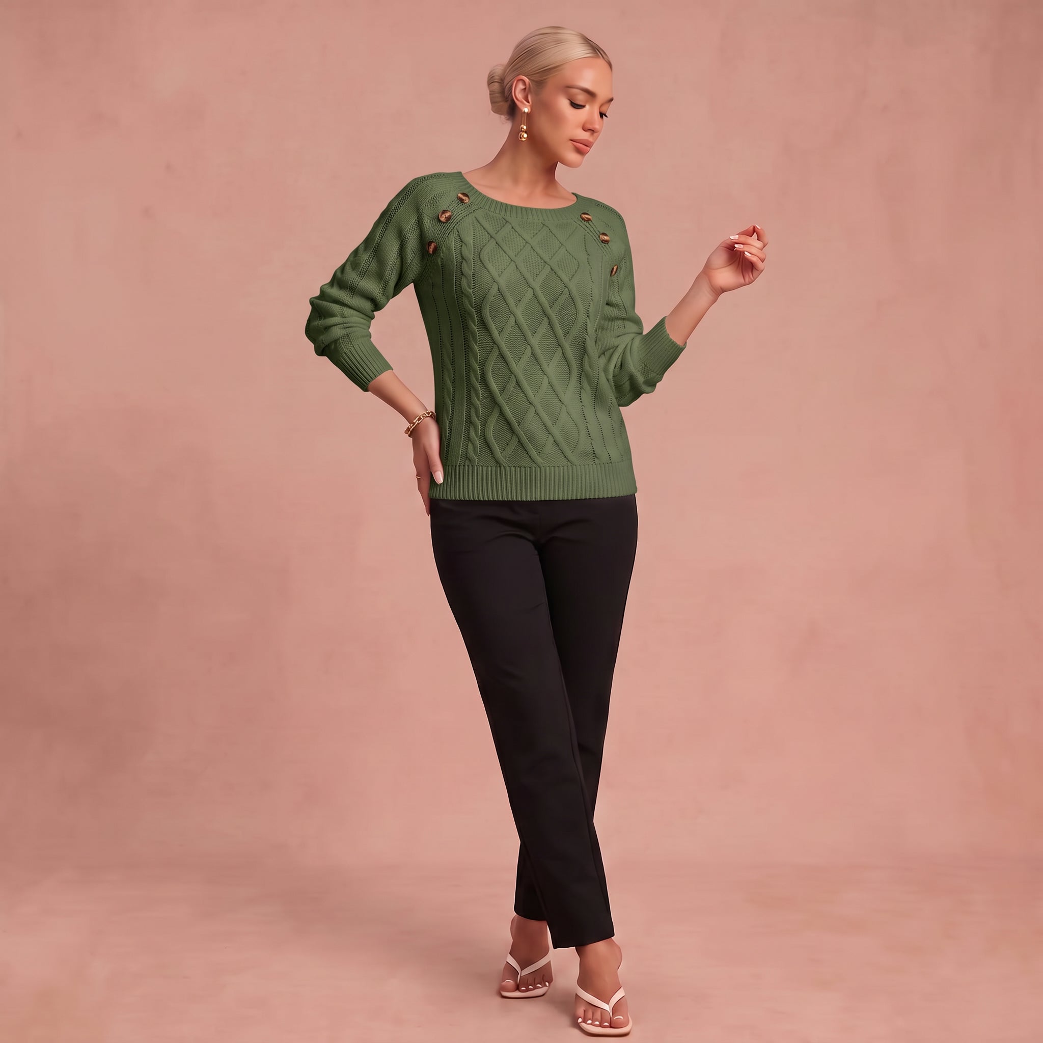 Pull "Lotta" – Encolure Carrée à Boutons