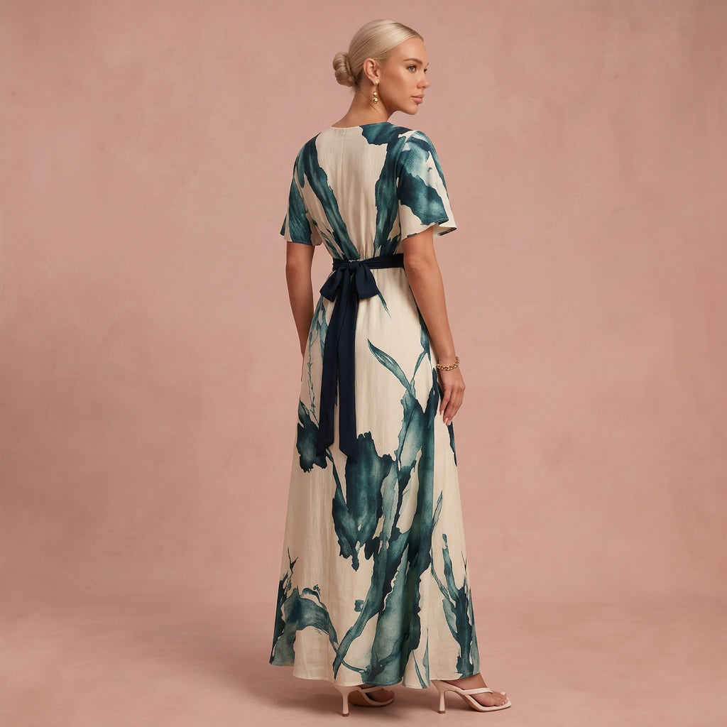 Robe longue "Liesl" – Imprimé aquarelle