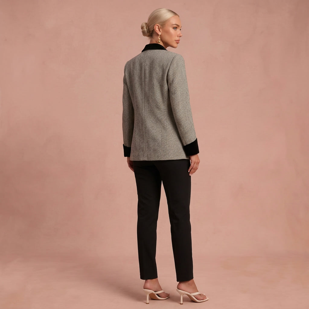 Manteau à double zip – Col contrastant