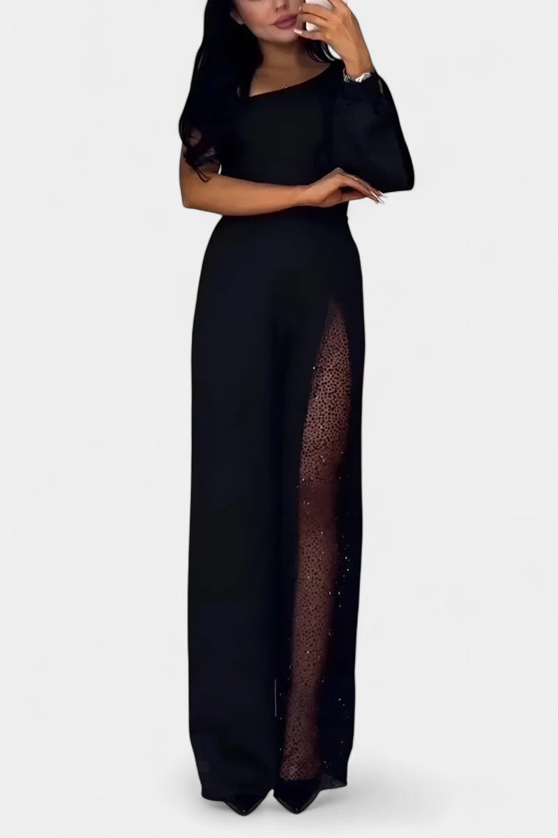 Jumpsuit "Anja" – Zwart met Wijde Broek
