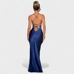 Satijnen Avondkleed "Johanna" – Blauw