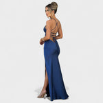 Satijnen Avondkleed "Johanna" – Blauw