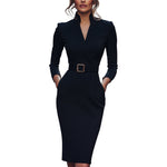 Robe "Antonia" – Col Montant & Ceinture