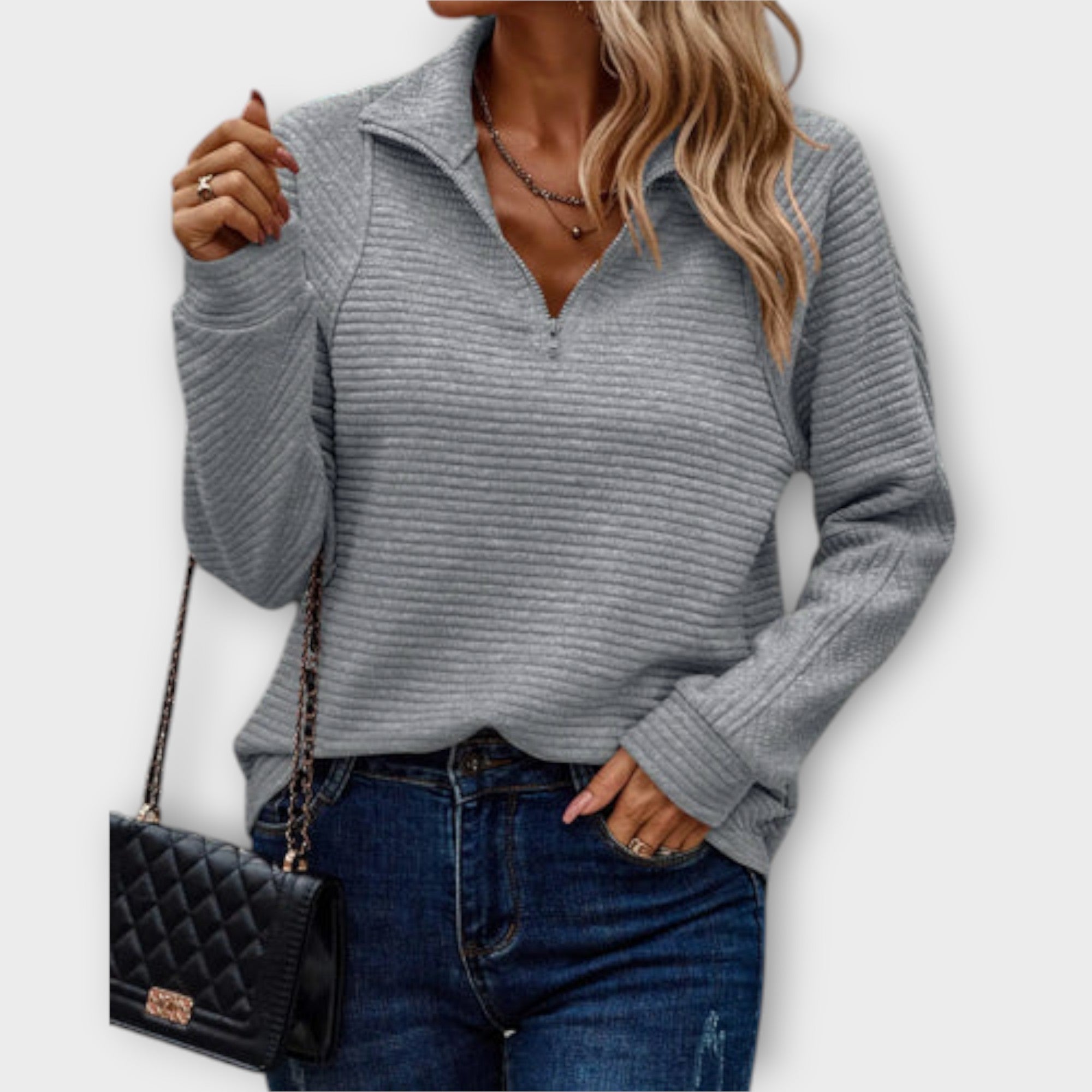 Pull "Renate" – Col en V à Demi-Zip