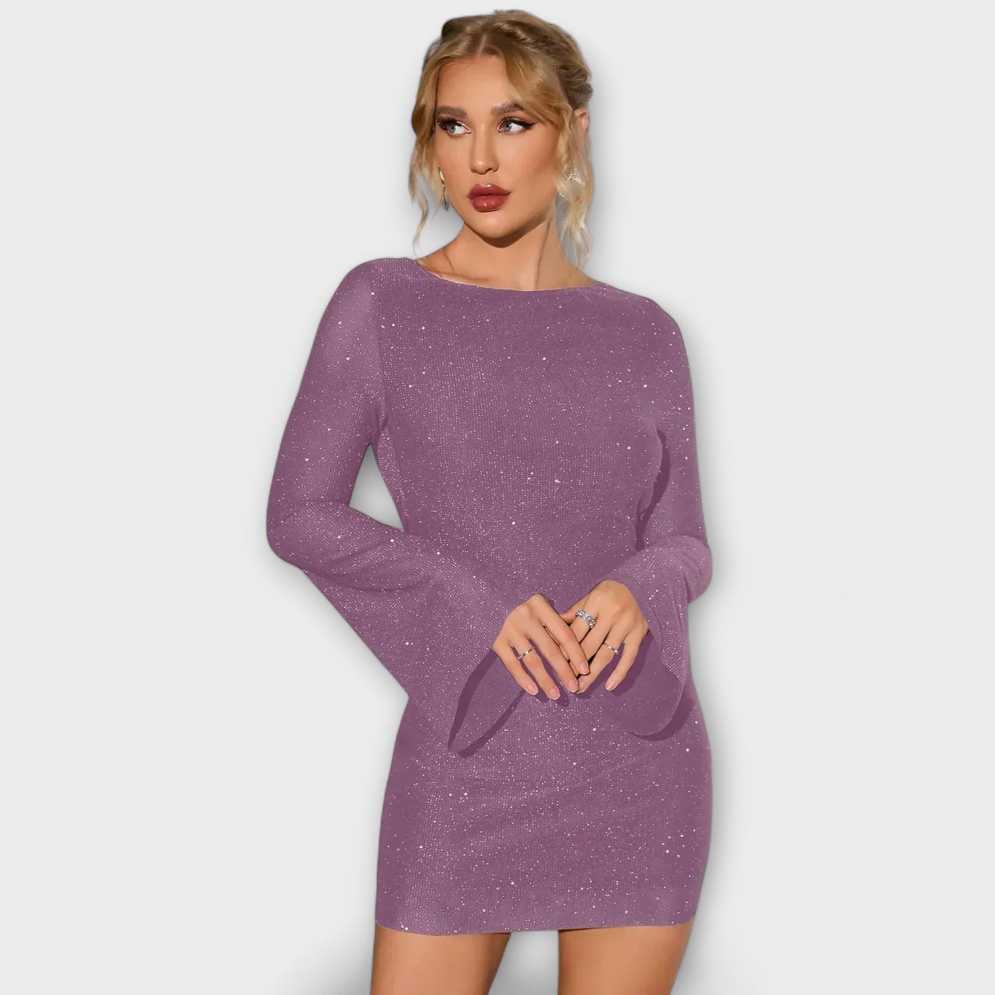 Paillettenkleed – Open Rug & Lange Mouwen