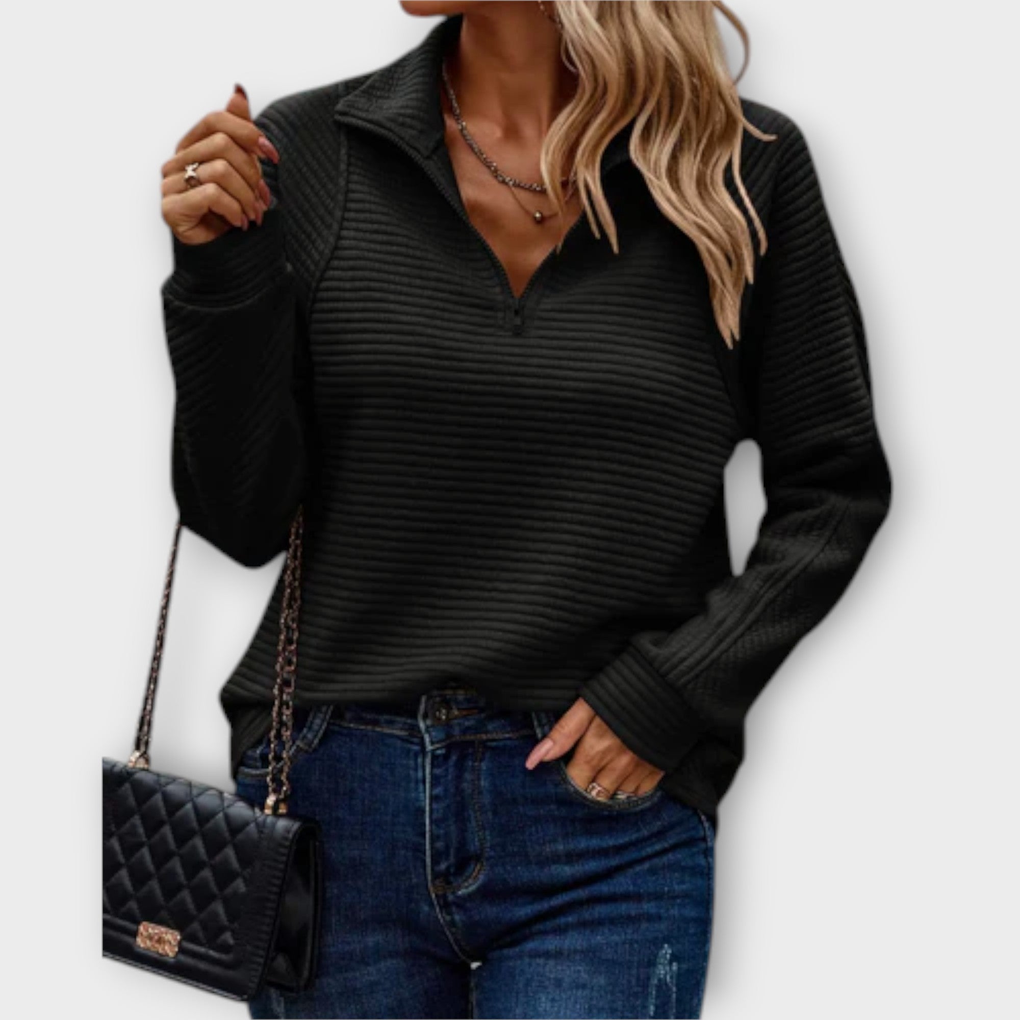 Pull "Renate" – Col en V à Demi-Zip
