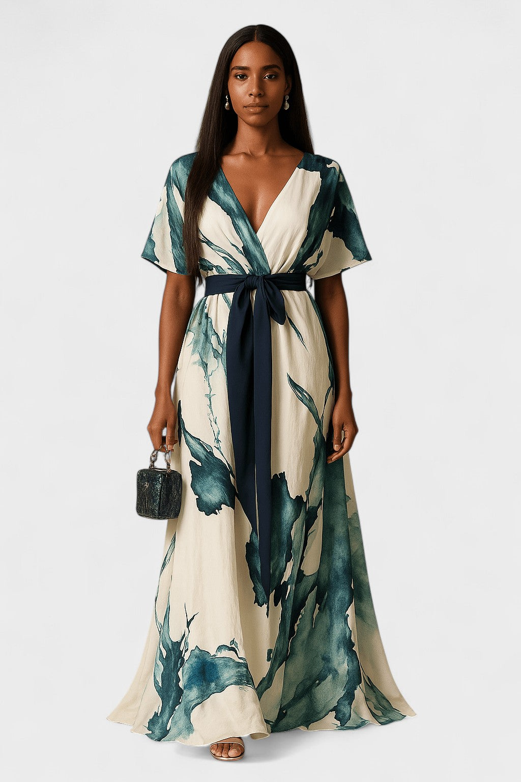 Robe longue "Liesl" – Imprimé aquarelle