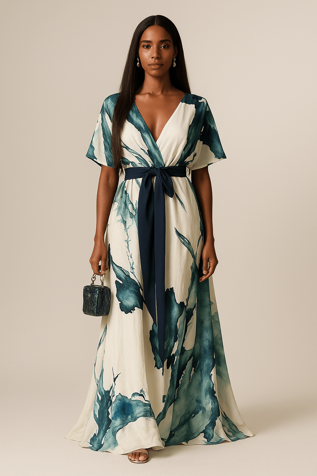 Robe longue "Liesl" – Imprimé aquarelle