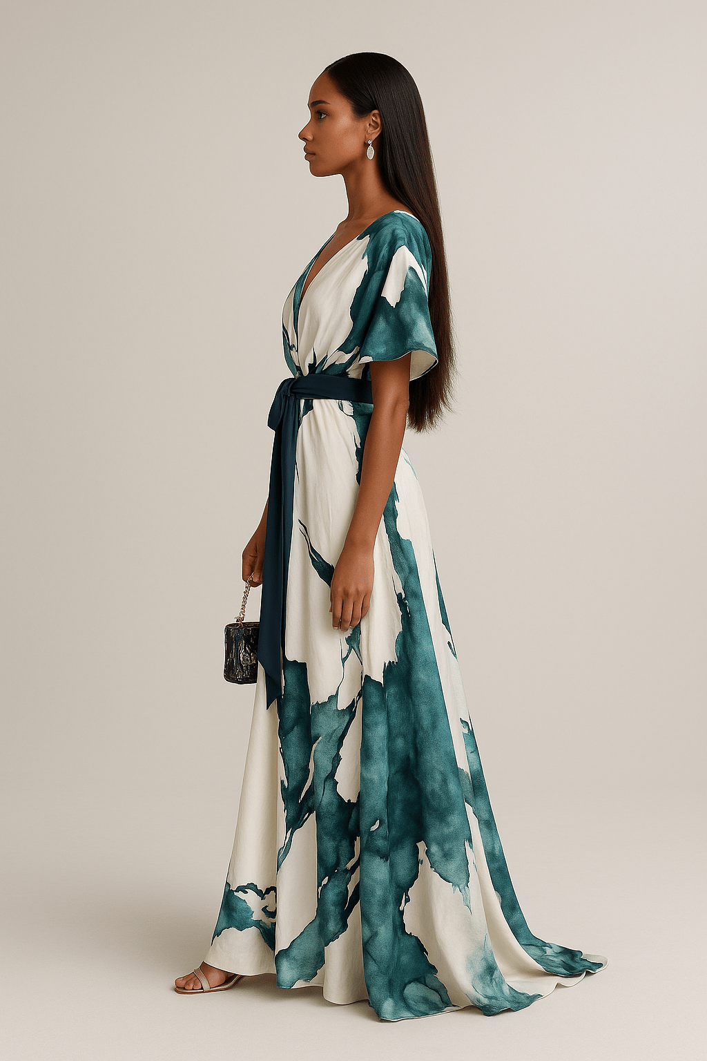 Robe longue "Liesl" – Imprimé aquarelle