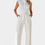 Mouwloze Jumpsuit – Uitlopende Pijpen & Hoge Kraag