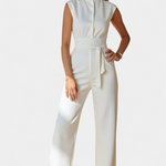 Mouwloze Jumpsuit – Uitlopende Pijpen & Hoge Kraag