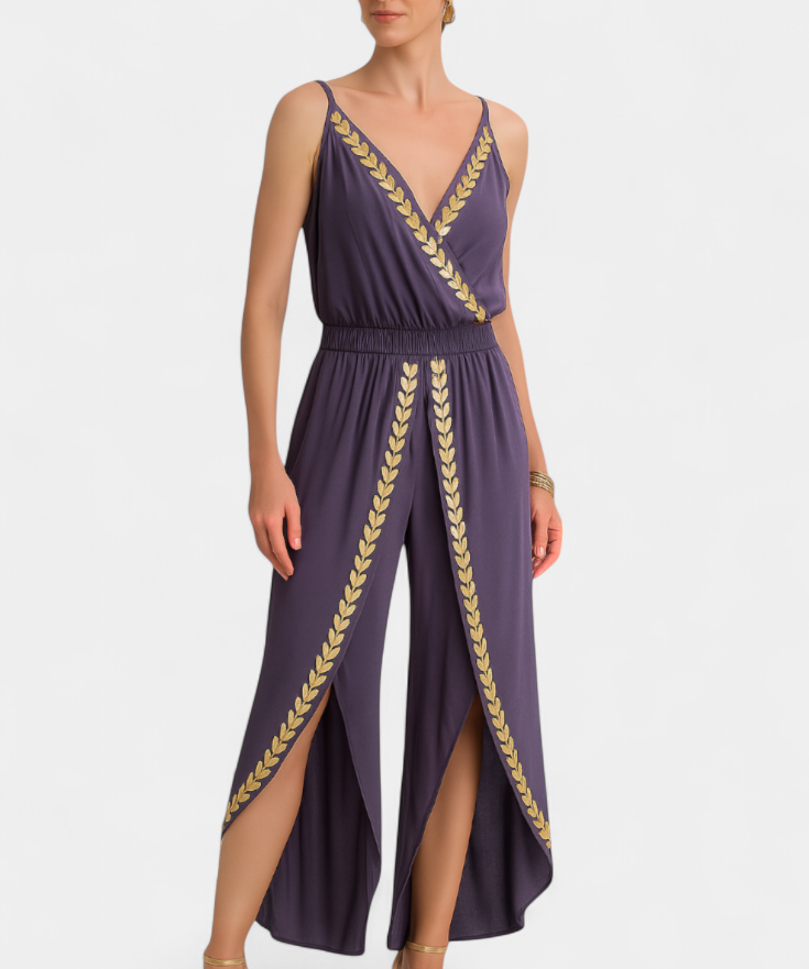 Jumpsuit "Theresa" – Lila met Gouden Details
