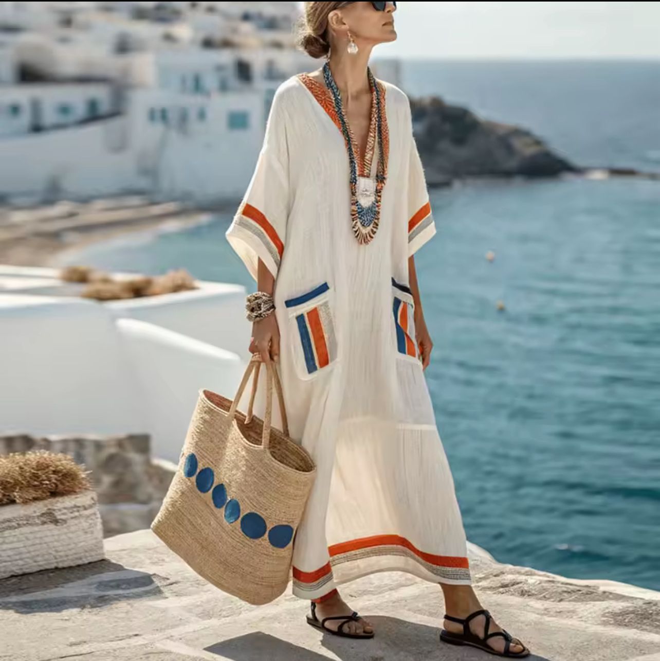 Robe Maxi "Antonia" – Détails Contrastés