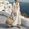 Robe Caftan "Marie" – Poches lavande & Détails ensoleillés