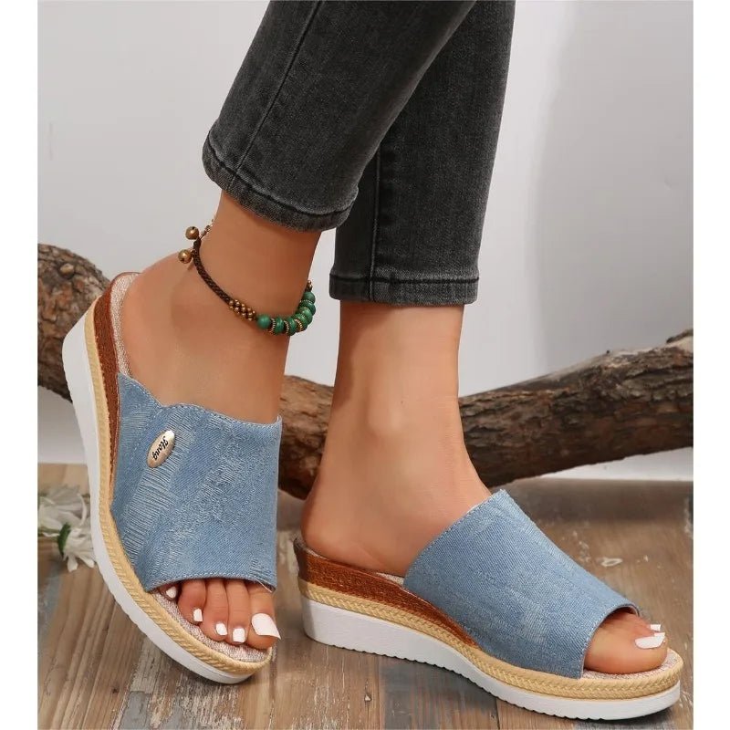 Ergonomische Sandalen "Thea" – Denimlook