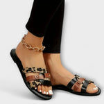 Sandalen "Josefine" – Luipaardprint & Gekruiste Bandjes