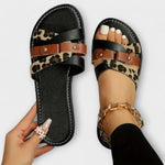 Sandalen "Josefine" – Luipaardprint & Gekruiste Bandjes