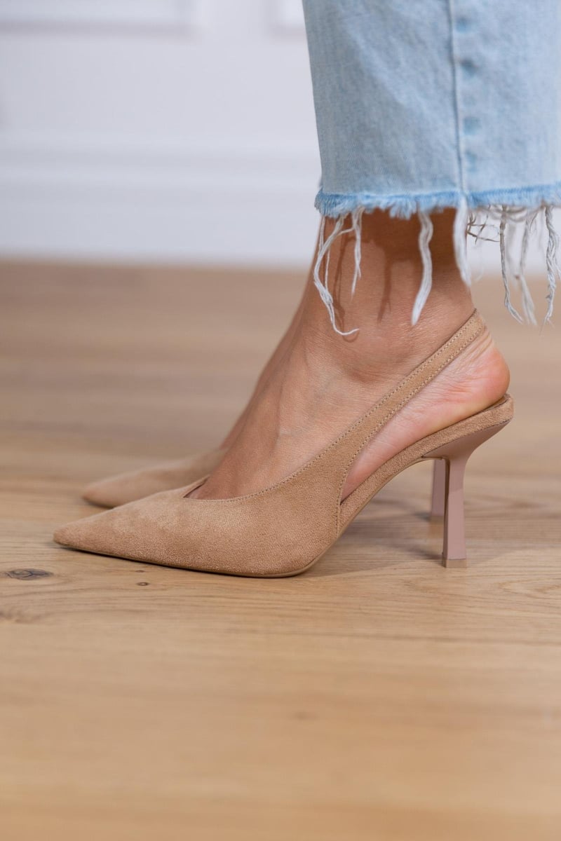 Slingback Pumps "Marlena" – Nude met Fijne Hak