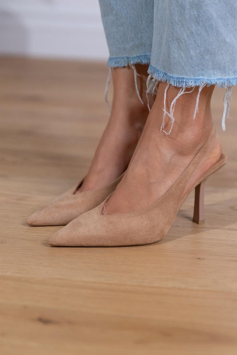 Slingback Pumps "Marlena" – Nude met Fijne Hak