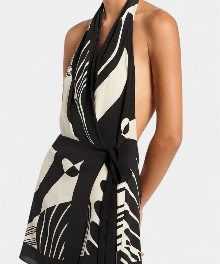 Mini-Robe Licou "Mathilda" – Noir et Blanc