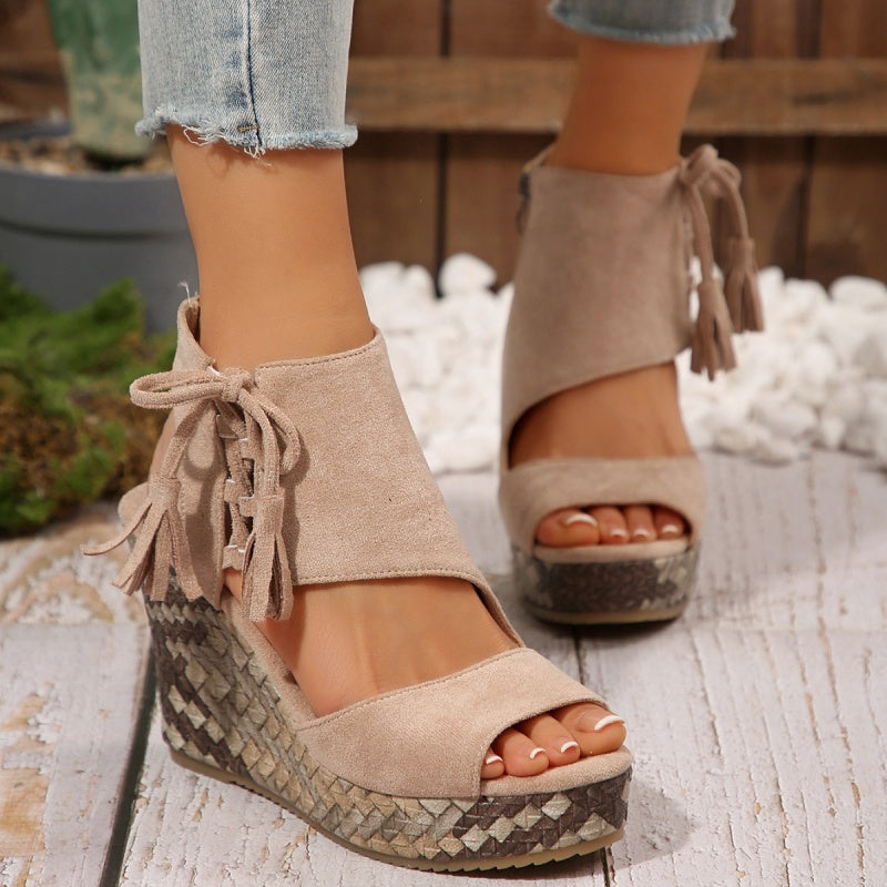 Sleehaksandalen "Carolin" – Boho met Kwastjes