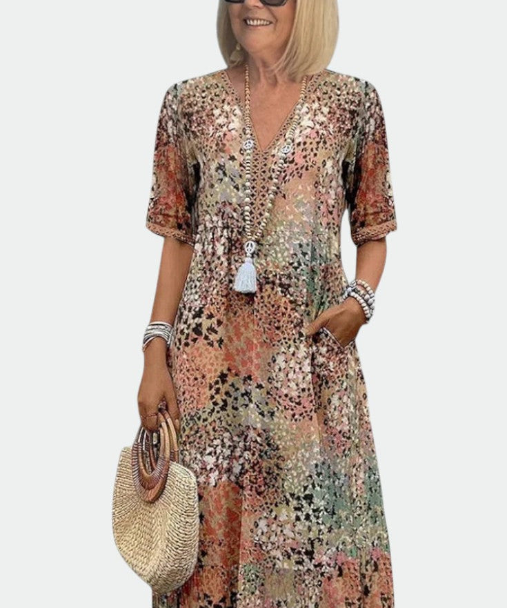 Robe Midi "Lina" – Légère à Col en V