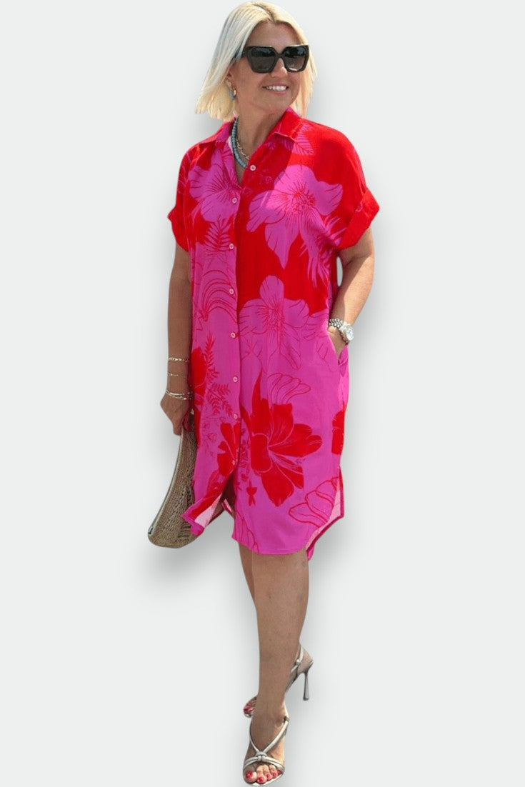 Bloemenkleed "Margarethe" – Roze & Groen